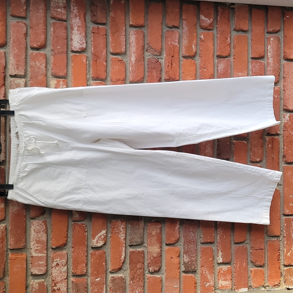 Vintage LL BEAN White Cotton Pants. Size M. Tall - Picture 2 of 7